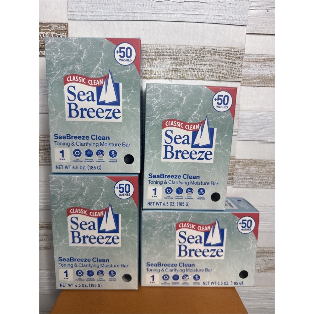 Sea Breeze Classic Clean, Toning Clarifying Moisure Bar, 6.5oz, Lot of 4